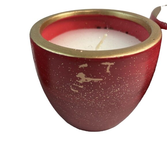 Set Of 3 Red Gold Christmas Tree Themed Votive Candles In Decorative Holders u - Picture 4 of 4